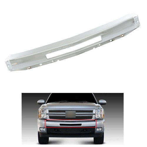 DURAFORCE Front Bumper Impact Face Bar For Silverado 1500 2007 2008 2009-2013 Chrome Steel