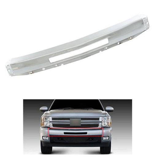 DURAFORCE Front Bumper Impact Face Bar For Silverado 1500 2007 2008 2009-2013 Chrome Steel