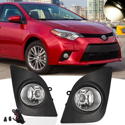Pair Front Clear Fog Lights Wiring Switch Kit Fit 2014-2016 Toyota Corolla L LE