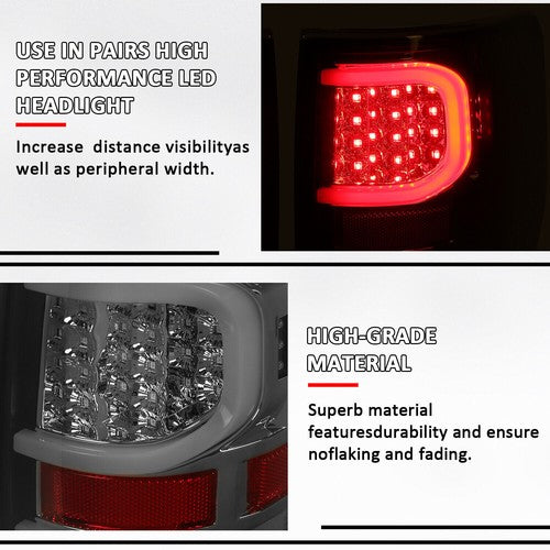 Smoke Black Led Tail Lights Brake Lamps Passenger Driver For Ford F150 2009-2014