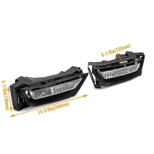 DURAFORCE Fog Lights For Honda Accord Sedan 2013-2015 4Dr Clear Bumper Lamp+Bulbs w/Switch