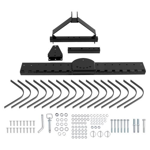 Cat 0 Tractor Hookup 3 Point Landscape Rake 50 Inch Black Grass Comb Garden Tools