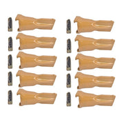 DURAFORCE 10 Pk Bucket Teeth with Flex Pins Yellow V23SYL V23PN for Drill Press Excavator