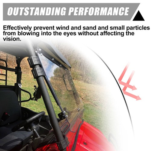 DURAFORCE 2-in-1 Scratch Resistant Flip Windshield For Kawasaki Mule PRO MX 2019-2025