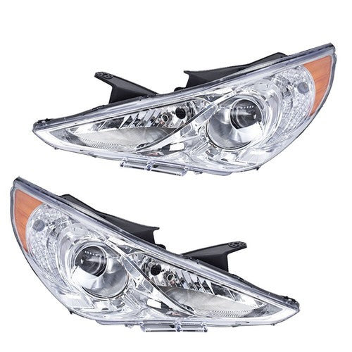 DURAFORCE Halogen Clear New LH+RH Headlights Assembly Lamps For Hyundai Sonata 2011-2014