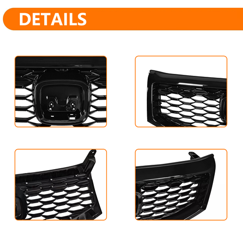 Gloss Black Front Bumper Upper Honeycomb Style Grille Fit 2012-2015 Honda Pilot