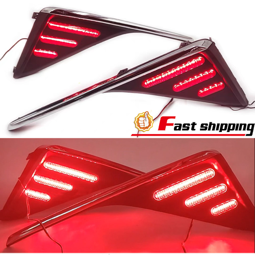 Red LED Rear Bumper Reflector Tail Lights Brake Lamp Fit 2016 17-2021 Toyota CHR