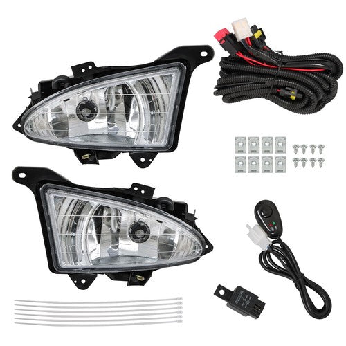 DURAFORCE Switch Bulbs Bezel Wire Harness Black Fog Light Kit For 07-10 Hyundai Elantra