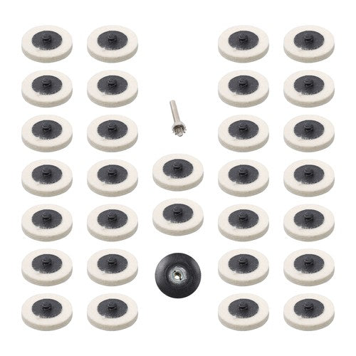 DURAFORCE 30Pcs 2" - 8mm Thick Wool Fabric Disc Polishing Buffing Pads Wheels 1/4" Shank