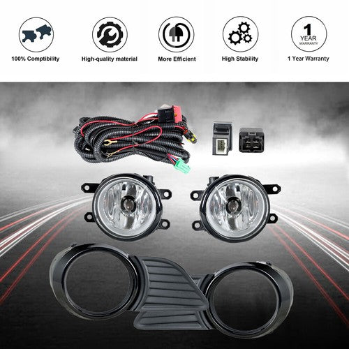 DURAFORCE Driver+Passenger Side Fog Lights w/Bulbs+Wiring For Toyota Sienna LE 3.5L 11-17