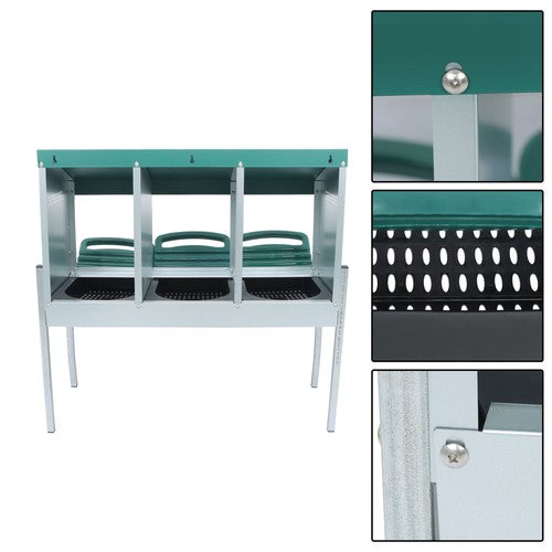 DURAFORCE For Chicken Nest Box Green Chicken Nesting Box With Metal Legs Roll Away 3 Holes