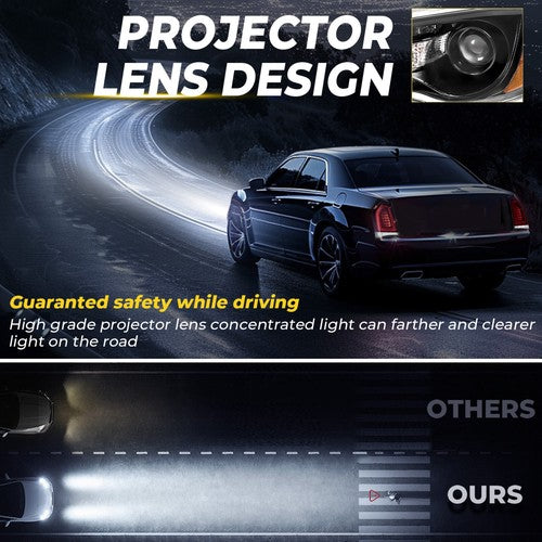 For 2011 2023 Chrysler 300 Black LED DRL Projector Headlights with Bulbs Left Right