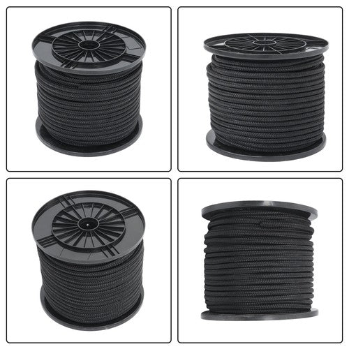 DURAFORCE 3/8in×250ft Nylon Solid Braid Rope High UV Abrasion Resistance Industrial Black