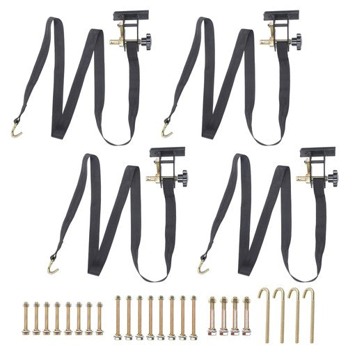 DURAFORCE Ladder Rack Ratchet Tie Downs*4 Steel Black 500lbs 1.5in*7.5ft 1.4in Square Tube