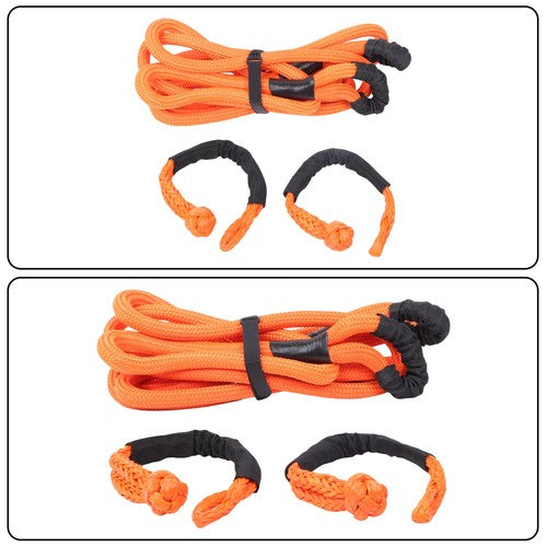 DURAFORCE 1"×20ft Kinetic Recovery Tow Rope Heavy Duty Energy Rope w/2 Soft Shackle Orange