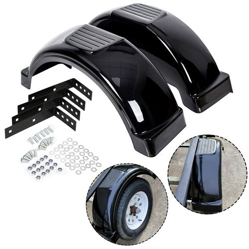 DURAFORCE Single Axle Trailer Fenders Top Step for 13in Wheels Tires Skirt Boat Set Of 2