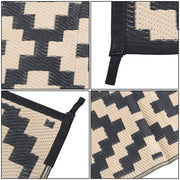 DURAFORCE Waterproof Outdoor Rug Outdoor Plastic Straw Rug 6' x 9' Black & Beige Carpet