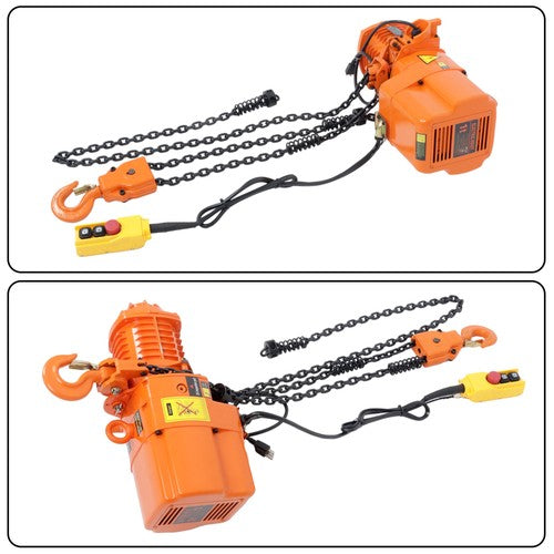 DURAFORCE 1 Ton Electric Chain Hoist, Single Phase 2200Lbs 10ft Lift Height G80 110V 750W