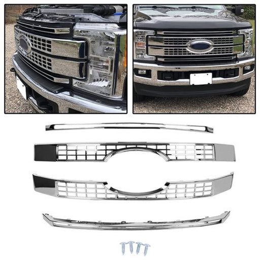 DURAFORCE For 17 19 Ford F250 F350 F450 Super Duty Chrome Grille Full Overlay Cover Trim