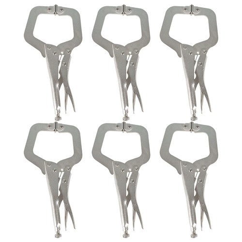 DURAFORCE Adjustable C-Clamp Locking Pliers Set 11" Locking Welding With Swivel Pads 6 Pcs