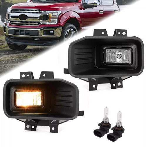 DURAFORCE Halogen Fog Lights for Ford F150 F 150 Pickup 18 19 20 Driving Lamps Right Left