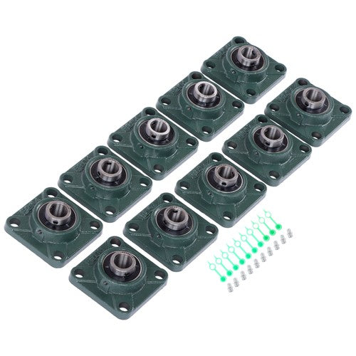 DURAFORCE 10 Pcs UCP204-12 Pillow Block Flange Bearing 3/4" Bore 4 Bolt Solid Base