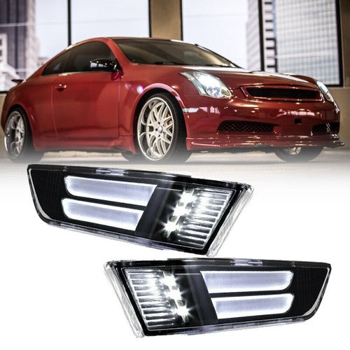 DURAFORCE LED Bumper Smoky Side Marker Lights Pair 2003-2007 for Infiniti G35 2Door Coupe