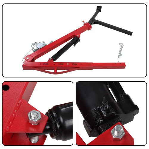 DURAFORCE 500Lbs Truck Hydraulic Dock Jib Engine Hoist Crane Hitch Mount Red