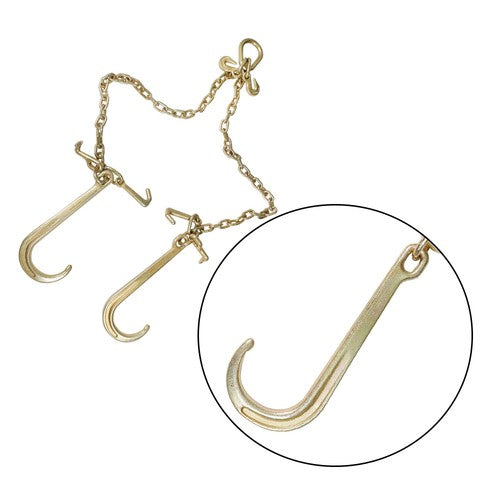 DURAFORCE For G70 5/16" V-Chain Bridle w/ 15" Large J Hooks,J-Hook w/ Grab Hooks 3' US