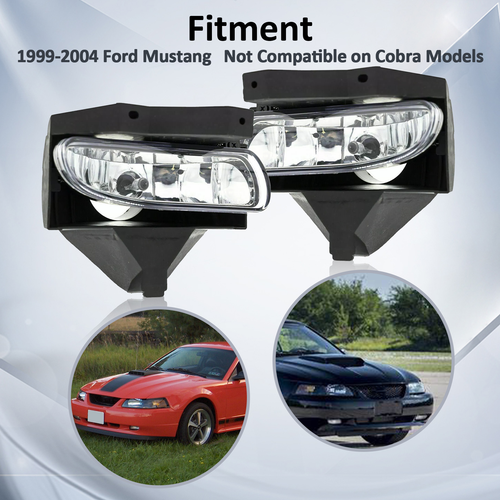 DURAFORCE Pair Front Bumper Driving Fog Light Lamp for 1999-2004 for Ford Mustang GT