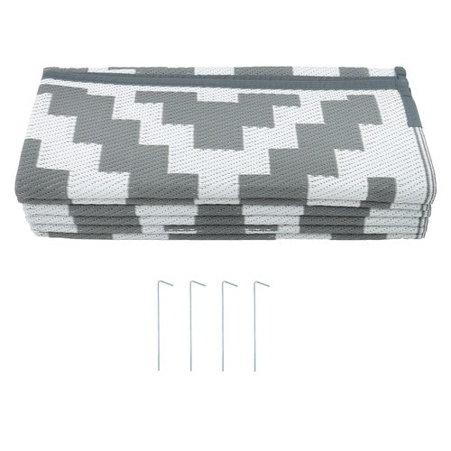 DURAFORCE 9x12ft Outdoor Plastic Straw Rug For Camping Outdoor Carpet RV Mat Gray & White