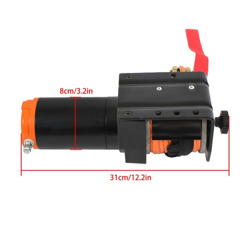 DURAFORCE Electric Winch Black+Orange 2000lbs 12VDC/1.1HP Motor 0.18in*50ft Synthetic Rope