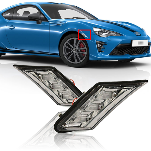 DURAFORCE Smoke Lens Bumper LED Side Marker Lights for 2013-2019 for Toyota GT86 BRZ FR-S