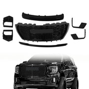 DURAFORCE Gloss Black Front Bumper Grille Plastic 7pcs Suit For 2021-23 GMC Yukon&Yukon XL