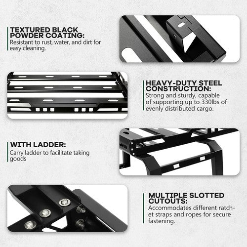 DURAFORCE Roof Rack Cargo Carrier Luggage W/ 2 Ladders For Jeep Wrangler JK 4-Door 2007-18