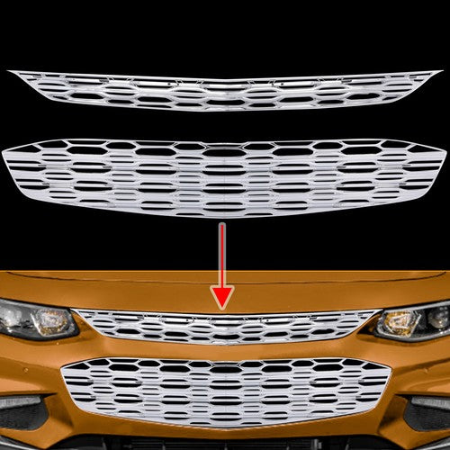 Chrome Snap On Grille Overlay Grill Covers Inserts for 2016 2018 Chevy Malibu