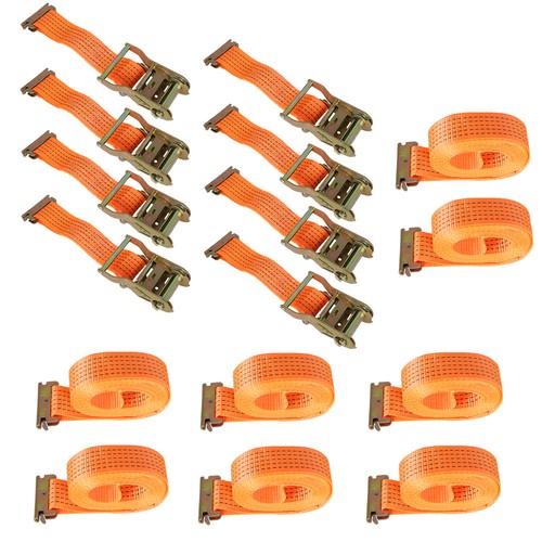DURAFORCE 2 "x 20' 4000 lb E-Track Ratchet Straps Orange Heavy Duty Tie Downs New 8 Set