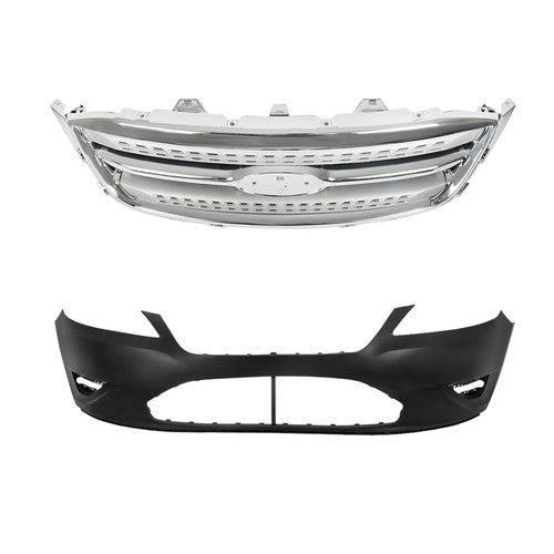 DURAFORCE Front Bumper Cover & Front Upper Grille Fit For Ford Taurus 2010 11 2012
