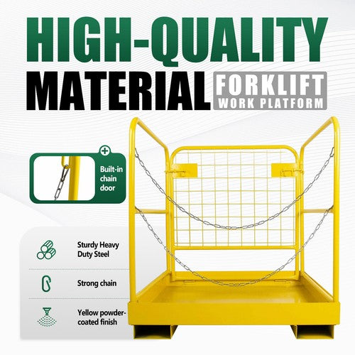 DURAFORCE Forklift Safety Cage Work Platform Basket 36x36 Construction 1200lbs for Aerial