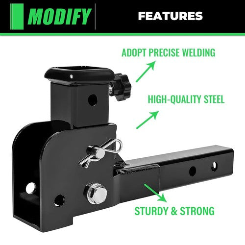 DURAFORCE Folding 2" Trailer Hitch Mount Shank Adapter Receiver Cargo Wheelchair Carrier