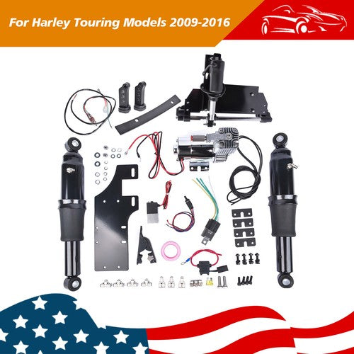 DURAFORCE Rear Air Ride Suspension Set w/ Stand for Harley Touring Electra Glide 2009-2016