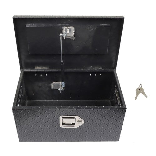 DURAFORCE For Pickup Trailer Black Aluminum Diamond Plate 20"×12"×9.5" Tool Box w/Keys