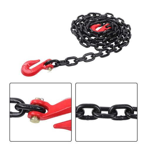 DURAFORCE 4PCS Binder Chain 3/8'' X 10' Grade 80 Transport Tow Chain Grab Hooks 7100 LBS