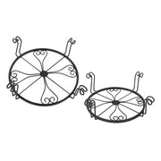 DURAFORCE 2 Pack 10" 12" Metal Plant Stands Outdoor Indoor Round Pot Stand Rustproof Black