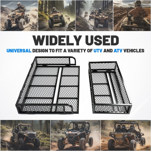 Front Rear Cargo Basket Luggage Carrier Mesh Rack Black Steel for ATV