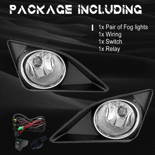 DURAFORCE Chrome Fog Lights Pair w/wiring for 2009-2010 for Toyota Corolla LE CE XLE XRS