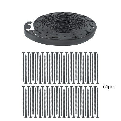 DURAFORCE Garden Edging Landscape Edging with 64 8in Spikes for Lawn 1.5 Inch 100FT Black