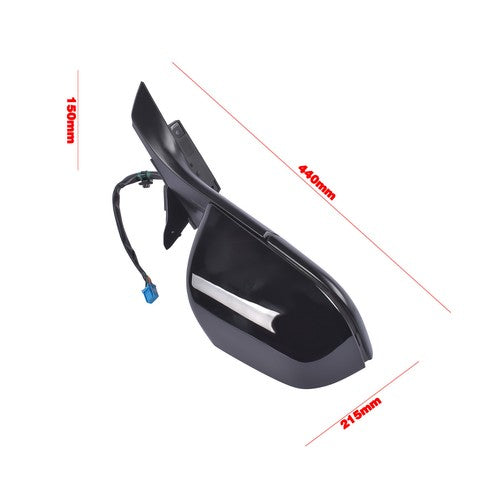 DURAFORCE Right Side Passenger Side Mirror Power Folding Black For Tesla Model 3 M3 17-23