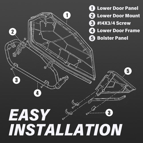 DURAFORCE Lower Half Door Panel Inserts For Polaris RZR 900 1000 XP S Turbo 14-23 #2879509