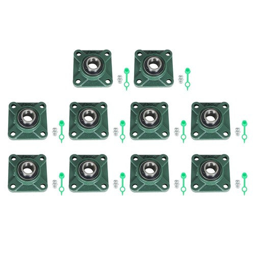 DURAFORCE 10PCS UCF205-16 Pillow Block Flange Bearing 1" Bore 4 Bolt Solid Base